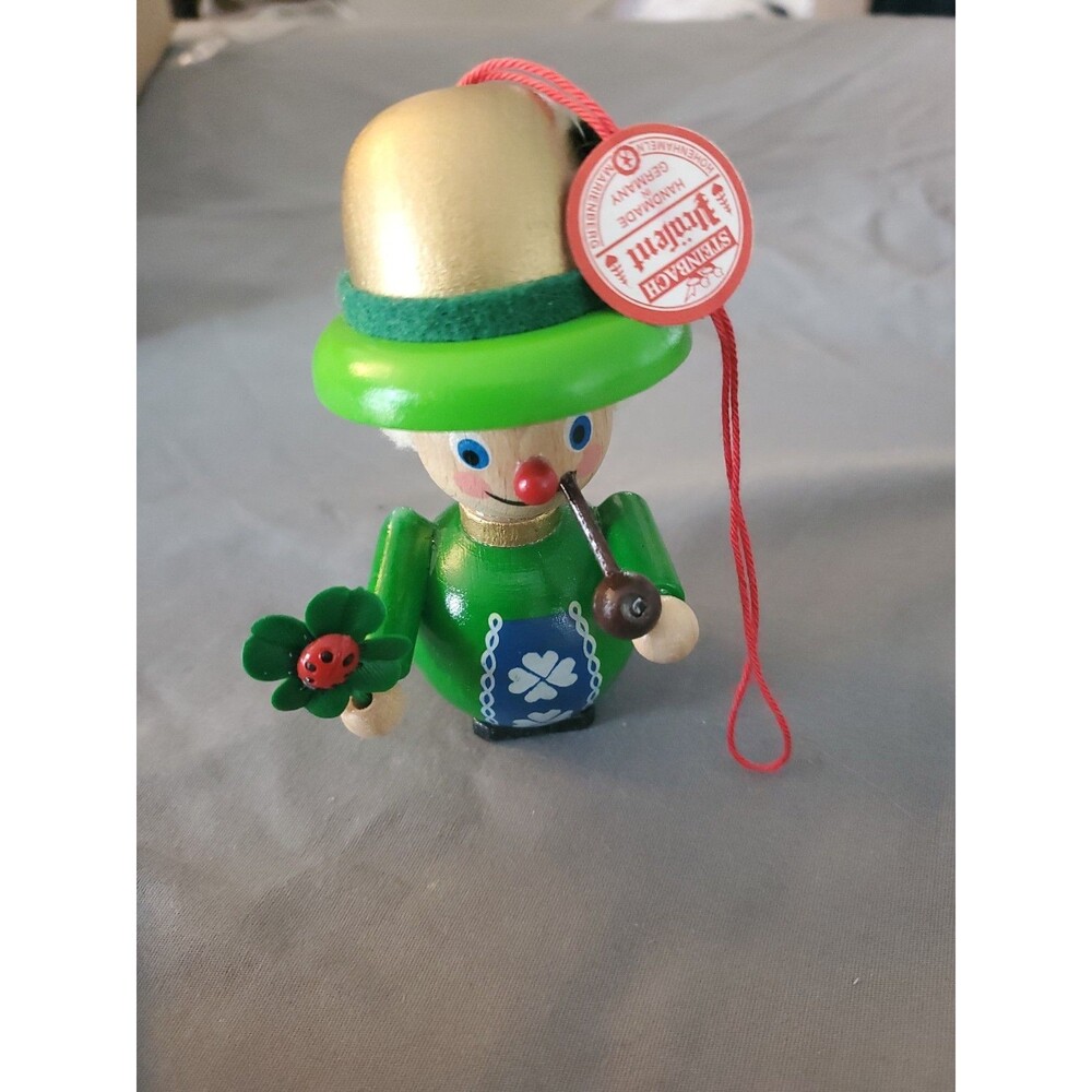 STEINBACH HANDMADE WOODEN GERMAN CHRISTMAS ORNAMENT LUCKY GUY, ORIGINAL HANG TAG